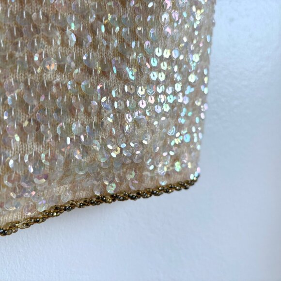 Amazing Iridescent Sequin Top with Jeweled Neckline - Vintage 50's-60's - Picture 5 of 14